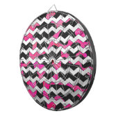 Chevron Koe Hot Pink en Black Print Dartbord (Voorkant Rechts)