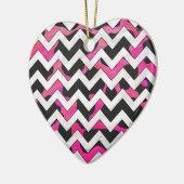 Chevron Koe Hot Pink en Black Print Keramisch Ornament (Links)