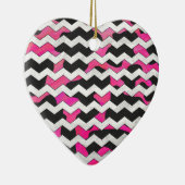 Chevron Koe Hot Pink en Black Print Keramisch Ornament (Rechts)