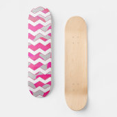 Chevron Koe Hot Pink en White Print Skateboard (Voorkant)