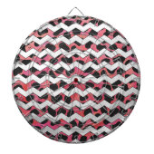 Chevron Koe Roze en Zwart Dartbord (Voorkant)