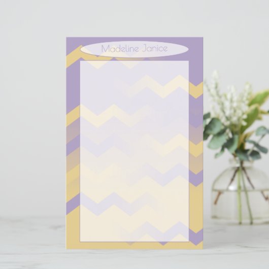 Chevron Lavender & Gold Stationery voor handschrif (Staand voorkant)