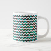 Chevron Leopard Brown en Blauwgroen Print Extra Grote Beker (Rechts)