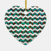Chevron Leopard Brown en Blauwgroen Print Keramisch Ornament (Voorkant)