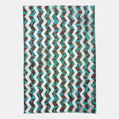 Chevron Leopard Brown en Blauwgroen Print Theedoek (Verticaal)