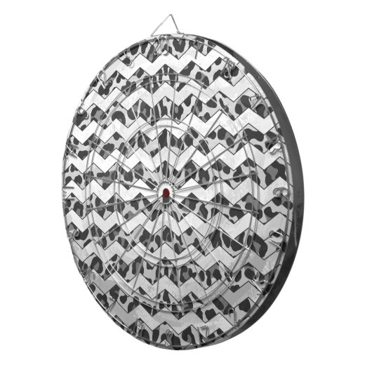 Chevron Leopard Grey and Light Grey Print Dartbord (Voorkant Rechts)