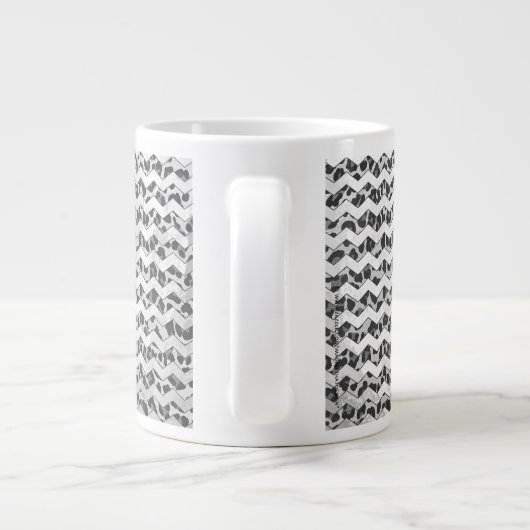 Chevron Leopard Grey and Light Grey Print Extra Grote Mok (Achterkant)