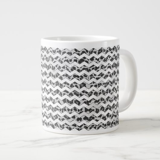 Chevron Leopard Grey and Light Grey Print Extra Grote Mok (Voorkant rechts)
