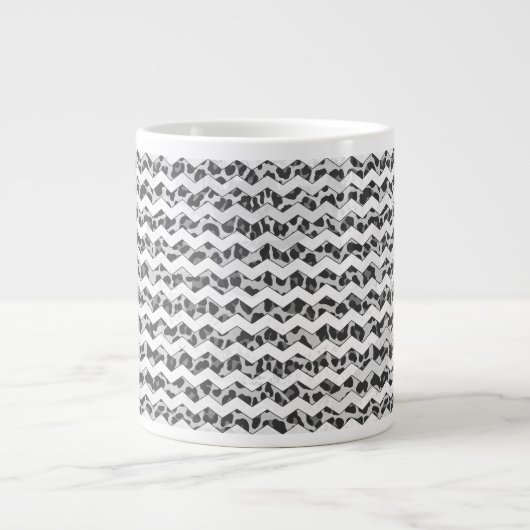 Chevron Leopard Grey and Light Grey Print Extra Grote Mok (Voorkant)