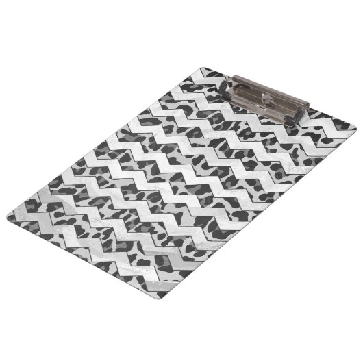 Chevron Leopard Grey and Light Grey Print Klembord (Gekanteld)