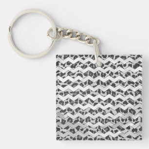 Chevron Leopard Grey and Light Grey Print Sleutelhanger