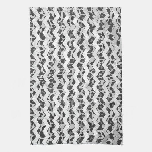 Chevron Leopard Grey and Light Grey Print Theedoek (Verticaal)