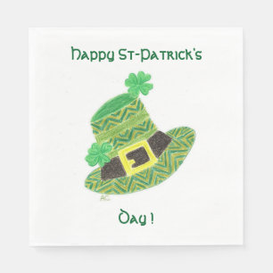 Chevron leprechaun's pet lunch wit St Paddy Servetten