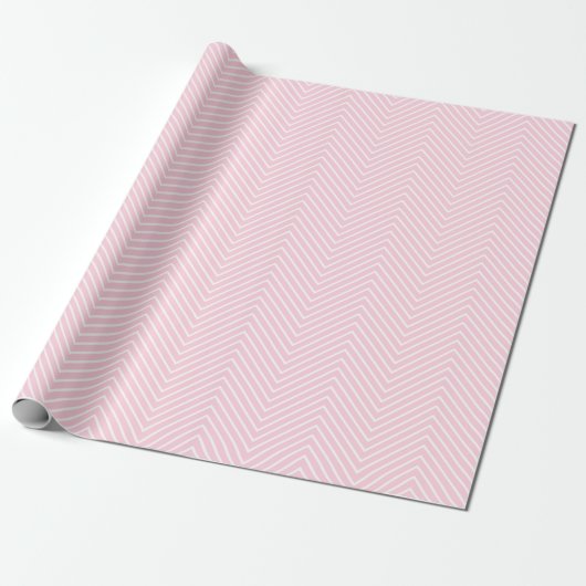 Chevron Line White op lichtroze |XL| Cadeaupapier (Uitgerold)