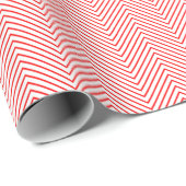 Chevron Line Wrapping Paper - Rood op wit Cadeaupapier (Rol Hoek)