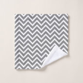 Chevron Moderne Gris Gris Blanc Géométrique (Gant de toilette)