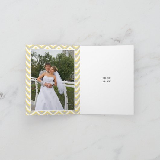 Chevron moderne gris, Merci jaune de mariage (Intérieur)