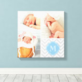 Chevron Monogram Baby Foto Collage Nursery Art Canvas Afdruk (Insitu (Houten vloer))