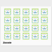 Chevron Monogram Boekplaat Sticker blauw groen (Vel)