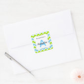 Chevron Monogram Boekplaat Sticker blauw groen (Envelop)