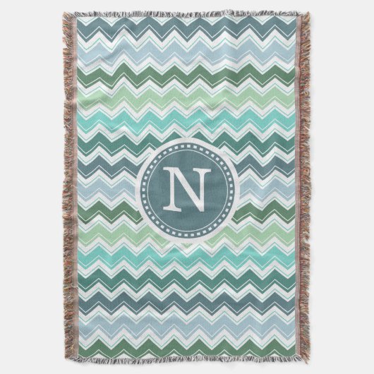 Chevron Monogram Green Modern Zigzag Deken (Voorkant Verticaal)