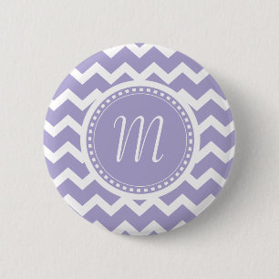 Chevron Monogram Retro Paars en White Ronde Button 5,7 Cm