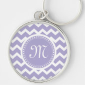 Chevron Monogram Retro Paars en White Sleutelhanger (Voorkant)