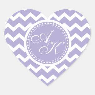 Chevron Monogram Retro Paarse en Wit Hart Sticker