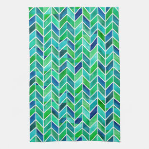 Chevron Navy Leaf Theedoek