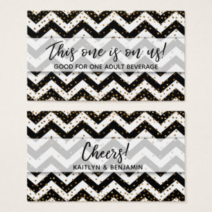 Chevron noir et blanc, billets de boisson en confe