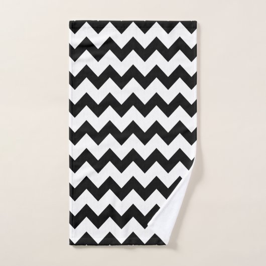 Chevron noir et blanc chic (Serviette à main)