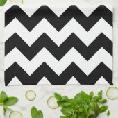 Chevron noir et blanc Serviettes de cuisine imprim (Plié)