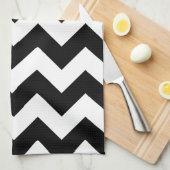 Chevron noir et blanc Serviettes de cuisine imprim (Quart Plié)