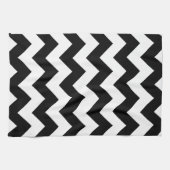 Chevron noir et blanc Serviettes de cuisine imprim (Horizontal)