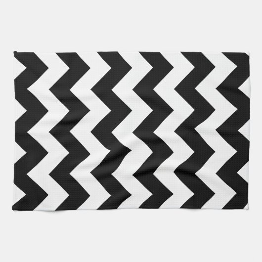 Chevron noir et blanc Serviettes de cuisine imprim (Horizontal)