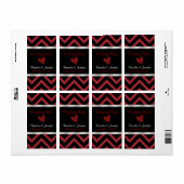 Chevron noir et rouge Mariage Mini Étiquettes de v (Feuille entière)