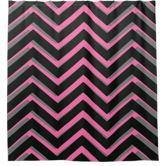chevron noir gris rose Motif rideau de douche (Devant)