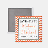 Chevron Oranje & White Save the Date magnet Magneet (Voorkant / Achterkant)