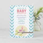 Chevron Owls in Tree Baby shower Invitation (Debout devant)