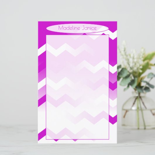 Chevron Paars & White Stationery for Handwriting (Staand voorkant)