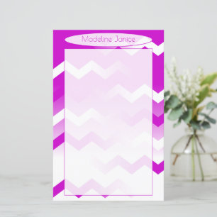 Chevron Paars & White Stationery for Handwriting