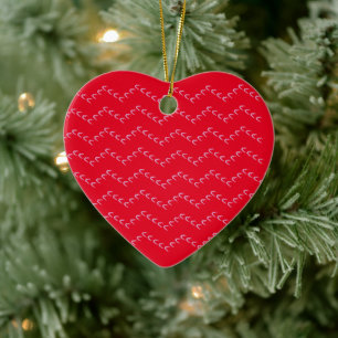 Chevron Pastel Paarse Harten Rood Ornament