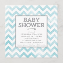 Chevron patroon Baby shower uitnodiging, aqua