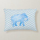 Chevron patroon blauwe olifant decoratief kussen (Voorkant)