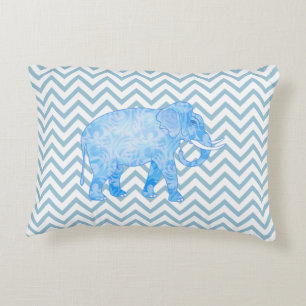 Chevron patroon blauwe olifant decoratief kussen
