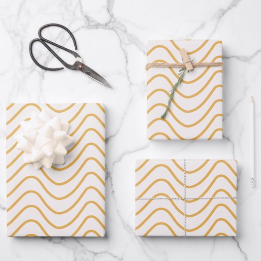Chevron patroon geel en crème zigzag inpakpapier vel (Voorkant)