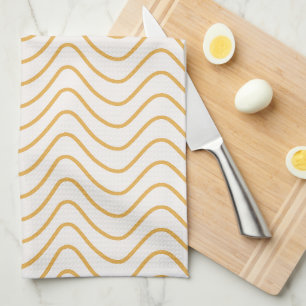 Chevron patroon geel en crème zigzag theedoek