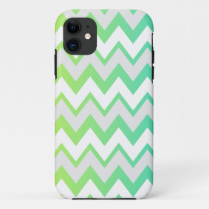 Chevron patroon groen blauwgroen aqua ombre elegan iPhone 11 hoesje