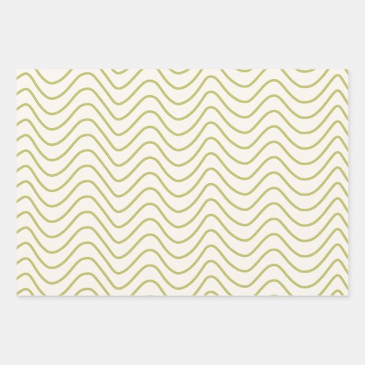 Chevron Patroon Lime Groen op Crème Wit Zigzag Inpakpapier Vel (Voorkant 2)