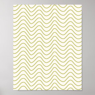 Chevron Patroon Lime Groen op Crème Wit Zigzag Poster